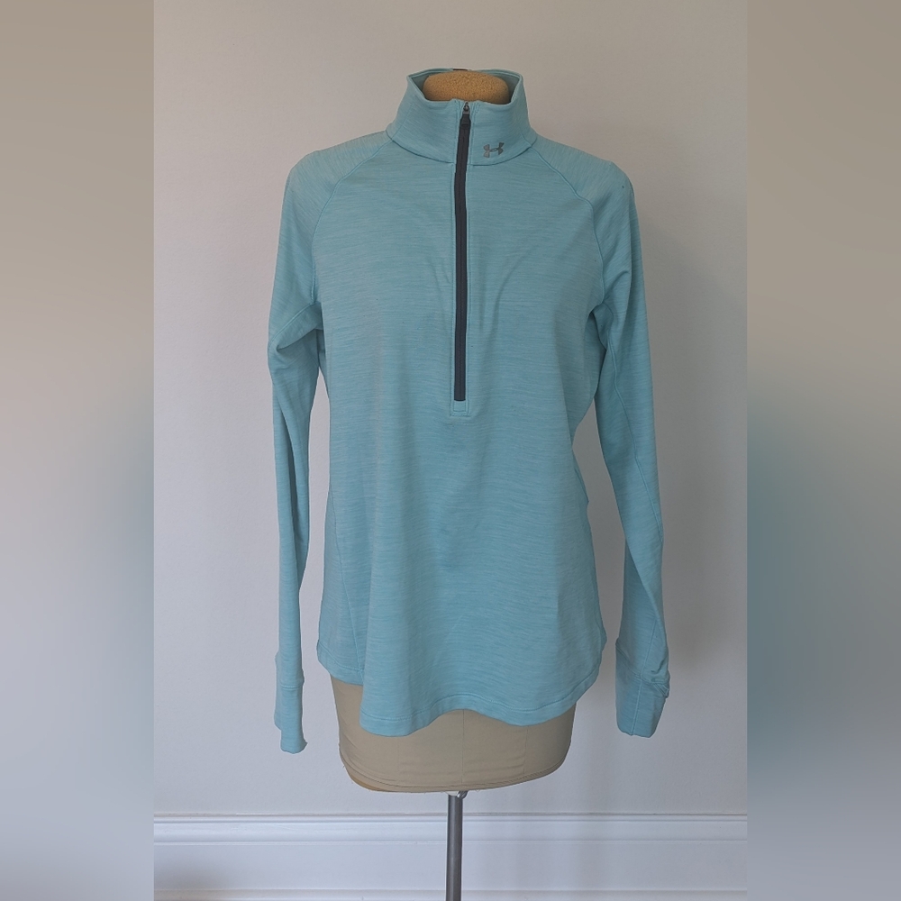 Under Armour women's sz XL mixed teal/ mint green long sleeve 1/2 zip top